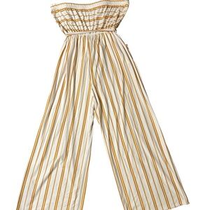 New Womens Yellow and White Stiped Jumpsuit - Mia Rose Size 3x